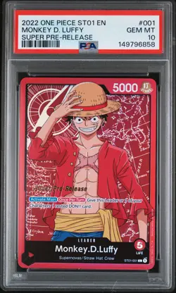 2022 ONE PIECE STARTER DECK ST01-STRAW HAT CREW #001 MONKEY D. LUFFY PSA 10 - Image 1