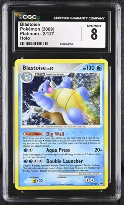CGC 8 Blastoise 2009 Platinum 2/127 Holo Pokemon Card - Image 1
