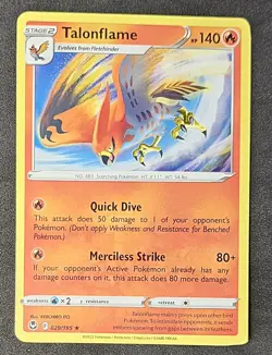 Silver Tempest TALONFLAME Rare Base Card #029/195 Pokemon TCG - Image 1