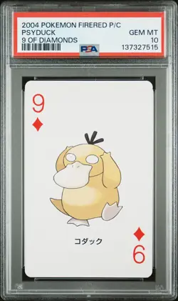 2004 POKEMON FIRERED VERSION PLAYING CARDS 9 OF DIAMONDS PSYDUCK PSA 10 - Image 1