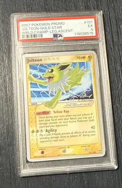 2007 Pokemon Card Gold Star Jolteon World Championship Promo Leg Ascent PSA 5 - Image 1