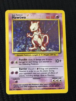Pokemon Mewtwo Trading Card Base Set 10/102 Holographic Unlimited - Image 1