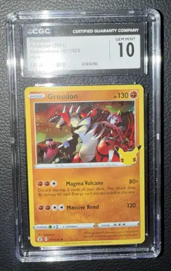 Pokemon Groudon Celebrations Holo Rare 017/025 Card 2021 English CGC 10 TCG - Image 2