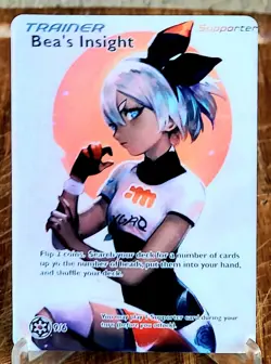 Pokemon Bea Anima Waifu Sexy Doujin ACG DIY Trainer Full Art Card Holo - Image 1