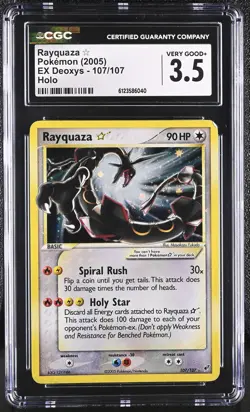 CGC 3.5 Rayquaza Gold Star 2005 EX Deoxys 107/107 Holo Pokemon Card - Image 1