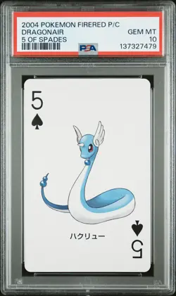 2004 POKEMON FIRERED VERSION PLAYING CARDS 5 OF SPADES DRAGONAIR PSA 10 - Image 1