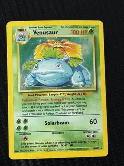 Venusaur 15/102 Base Set Unlimited 1999 WOTC Holo Rare LP Pokemon Card - Image 1
