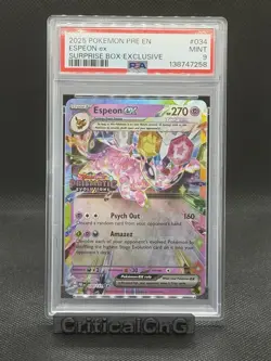 Pokemon Espeon Ex 034 PSA 9 Mint Prismatic Evolutions Stamped Pokemon TCG Card - Image 1