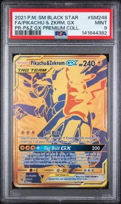 Pokemon TCG Pikachu & Zekrom GX SM248 Holo Promo Card Psa 9 - Image 1