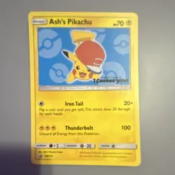 Pokemon TCG Ash's Pikachu SM-P Sun & Moon Promo card. GOOD COLLECTIBLE card. - Image 1