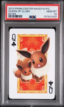 2013 POKEMON CENTER NAGOYA PLAYING CARDS EEVEE QUEEN OF CLUBS PSA 10 - Image 1