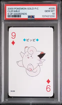 2000 POKEMON GOLD VERSION PLAYING CARDS 9 OF DIAMONDS #035 CLEFABLE PSA 10 - Image 1