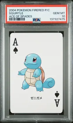2004 POKEMON FIRERED VERSION PLAYING CARDS ACE OF SPADES SQUIRTLE PSA 10 - Image 1