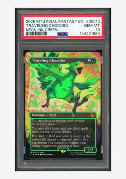 MTG PSA 10 Traveling Chocobo Mythic Neon Ink Green 2025 #0551d FIN English - Image 1
