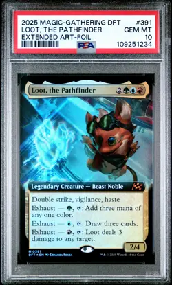 2025 MTG AETHERDRIFT EXTENDED ART-FOIL #0391 LOOT, THE PATHFINDER PSA 10 - Image 1