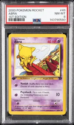 2000 POKEMON ROCKET 1ST ED #49 ABRA PSA 8 - Image 1