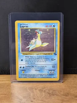Vintage Pokemon TCG Lapras 10/62 Fossil Holo Rare Card LP - Image 1