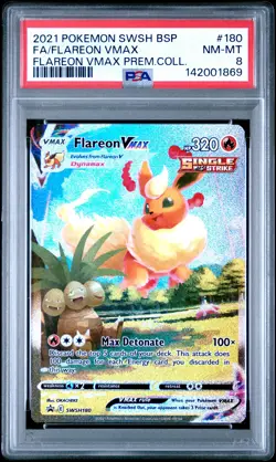 2021 POKEMON SWSH VMAX PREMIUM COLLECTION FULL ART/FLAREON VMAX PSA 8 - Image 1