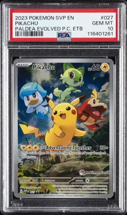 2023 POKEMON PALDEA EVOLVED POKEMON CENTER ELITE TRAINER BOX PIKACHU PSA 10 - Image 1