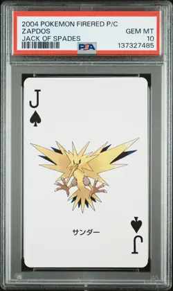 2004 POKEMON FIRERED VERSION PLAYING CARDS JACK OF SPADES ZAPDOS PSA 10 - Image 1