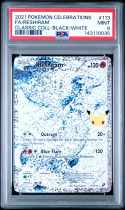 2021 POKEMON CELEBRATIONS CLASSIC COLL #113 FULL ART/RESHIRAM PSA 9 - Image 1