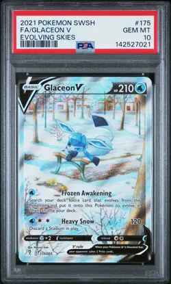 2021 POKEMON SWORD & SHIELD EVOLVING SKIES #175 FULL ART/GLACEON V PSA 10 - Image 1