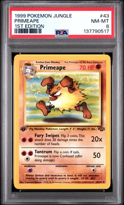 1999 POKEMON JUNGLE 1ST EDITION #43 PRIMEAPE PSA 8 - Image 1