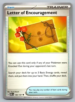 Pokemon TCG SV03: Obsidian Flames Letter of Encouragement 189/197 - Image 1