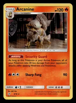 Arcanine 6/18 Rare Detective Pikachu Holo Pokemon NM - Image 1