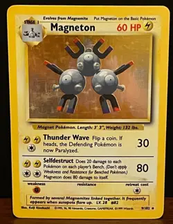 Pokemon Magneton Holo 9/102 Base Set Vintage WOTC 1999–2000 LP/MP - Image 1