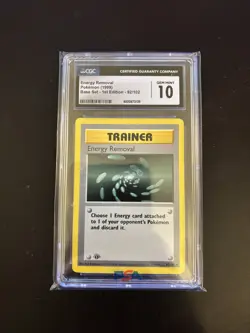 Pokemon Energy Removal 092/102 Base Set 1st Ed CGC not PSA 10 - Image 1