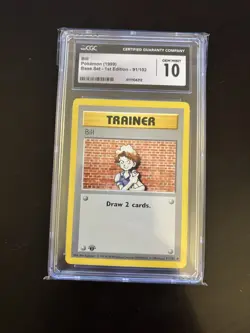 Pokemon Bill 091/102 Base Set 1st Ed CGC not PSA 10 - Image 1