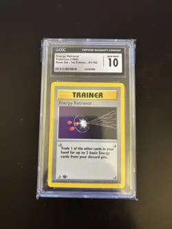 Pokemon Energy Retrieval 081/102 Base Set 1st Ed CGC not PSA 10 - Image 1