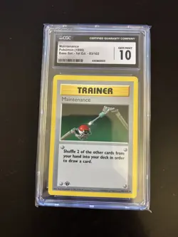 Pokemon Maintenance 082/102 Base Set 1st Ed CGC not PSA 10 - Image 1