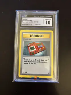 Pokemon Pokedex 087/102 Base Set 1st Ed CGC not PSA 10 - Image 1
