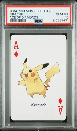 2004 POKEMON FIRERED VERSION PLAYING CARDS ACE OF DIAMONDS PIKACHU PSA 10 - Image 1
