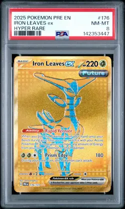 2025 POKEMON PRE EN-PRISMATIC EVOLUTIONS HYPER RARE #176 IRON LEAVES EX PSA 8 - Image 1