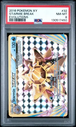 2016 POKEMON XY EVOLUTIONS #32 STARMIE BREAK PSA 8 - Image 1
