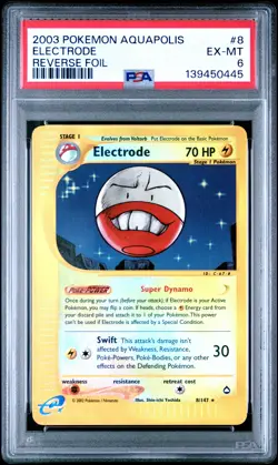 2003 POKEMON AQUAPOLIS #8 ELECTRODE-REVERSE FOIL PSA 6 - Image 1
