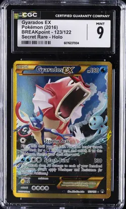 2016 POKEMON BREAKPOINT SECRET RARE HOLO #123/122 GYARADOS EX CGC 9 - Image 1