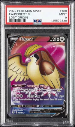 2022 POKEMON SWORD & SHIELD LOST ORIGIN #188 FULL ART/PIDGEOT V PSA 9 - Image 1