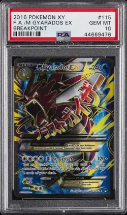 2016 POKEMON XY BREAKPOINT #115 FULL ART/M GYARADOS EX PSA 10 - Image 1