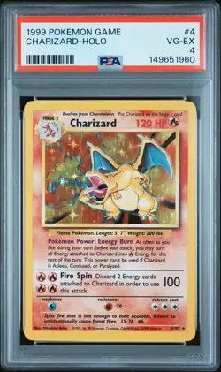 1999 POKEMON BASE SET UNLIMITED #4 CHARIZARD-HOLO PSA 4 - Image 1
