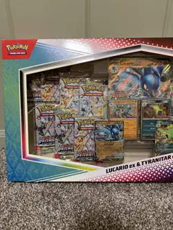 Pokemon Prismatic Evolutions Lucario and Tyranitar EX Premium Collection Sealed - Image 3