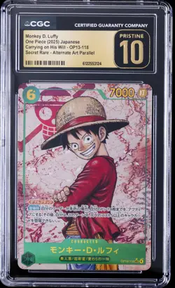 2025 ONE PIECE JPN CARRYING ON HIS WILL ALT ART MONKEY D. LUFFY CGC 10 PRISTINE - Image 1