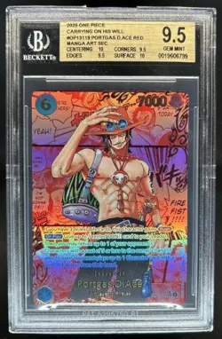 2025 One Piece Carrying On Will Portgas D Ace Red Manga Alt Art OP13-119 BGS 9.5 - Image 1