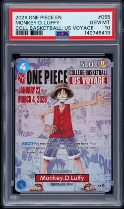 2026 ONE PIECE PROMOS ONE PIECE COLLEGE BK: US VOYAGE MONKEY D. LUFFY PSA 10 - Image 1