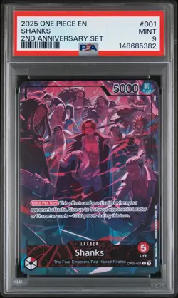 2025 ONE PIECE ENGLISH VERSION 2ND ANV SET #001 SHANKS PSA 9 - Image 1