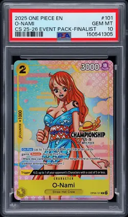 2025 ONE PIECE CHAMP 2025-26 EVENT PACK FINALIST #101 O-NAMI PSA 10 - Image 1