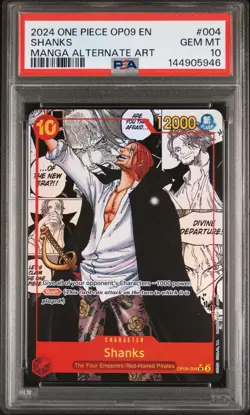 2024 ONE PIECE OP09-EMPERORS IN THE NEW WORLD MANGA ALTERNATE ART SHANKS PSA 10 - Image 1